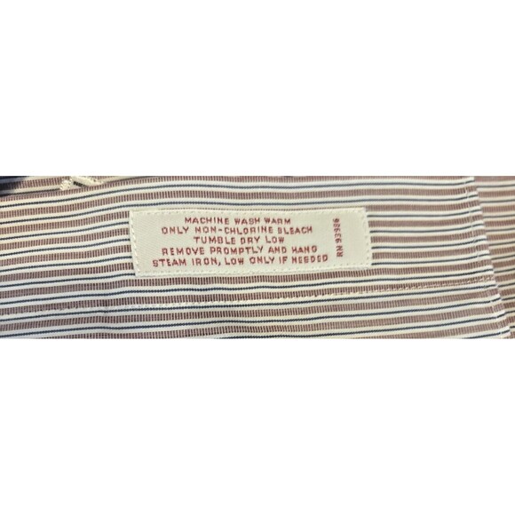 Brooks Brothers Button Down Shirt 17-2/3 Regular Long Sleeve Red Blue Stripe - Picture 7 of 7